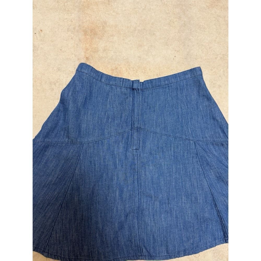 Madewell Linen Blend Blue Denim Jean Skirt Size 0 Zip Closure A-line Zipper - Picture 5 of 13